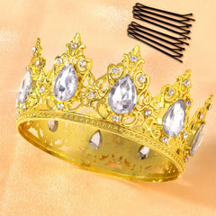 Jaciya Gold Crown Cake Topper Gold Tiara Cake Toppers for Wedding Birthday Party Decorations