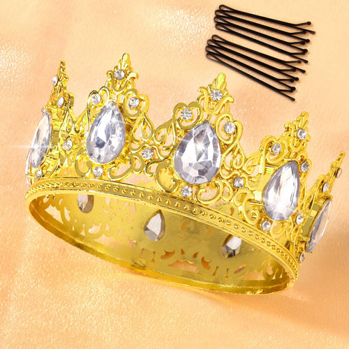 Jaciya Gold Crown Cake Topper Gold Tiara Cake Toppers for Wedding Birthday Party Decorations