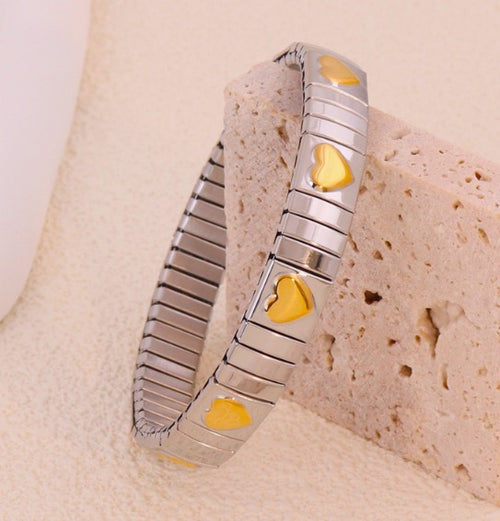 Silver Adjustable Bracelet with Hearts