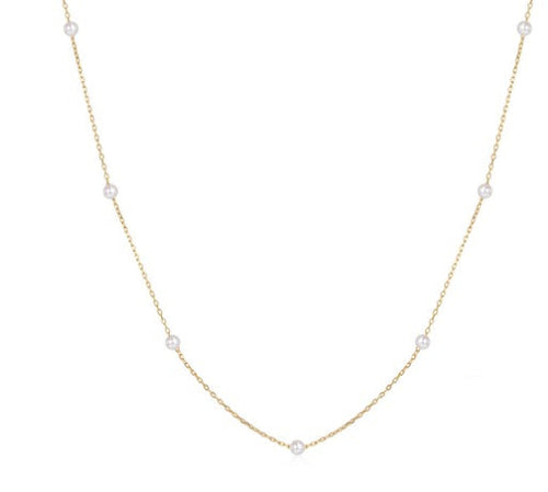 Sterling Silver Small Scattered Pearl Necklace
