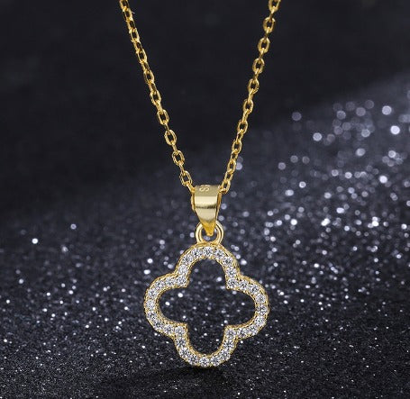 Gold Lucky Leaf Sterling Silver Necklace