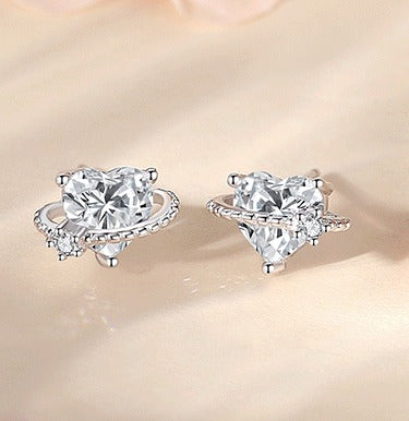 Sterling Silver Heart Design Stud Earring