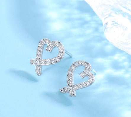 Sterling Silver Heart Stud Earring
