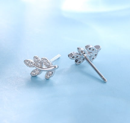 Silver Leaf Sterling Silver Stud Earring