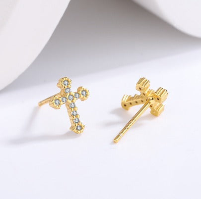 Sterling Silver Cross Stud Design Earring