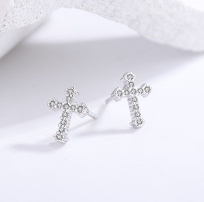 Sterling Silver Cross Stud Design Earring