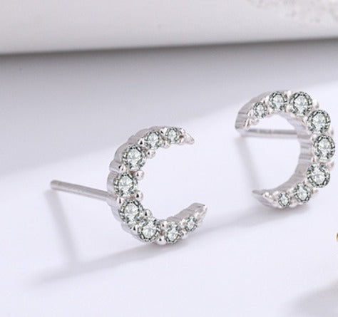 Sterling Silver Crescent Stud Earring