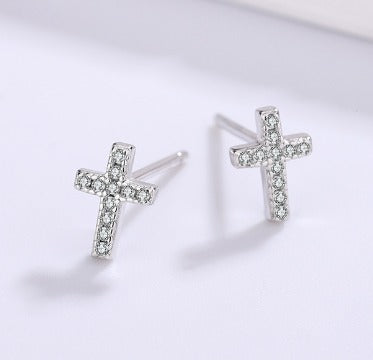 Sterling Silver Cross Earring