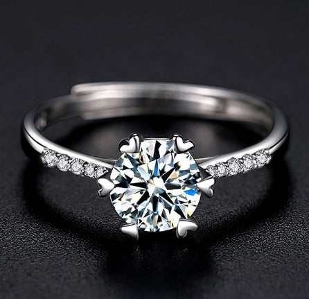 Sterling Silver Single Diamanté Ring