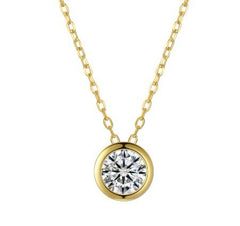 Round Solitaire Sterling Silver Necklace