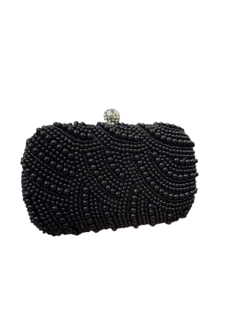 Black Beaded Clutch Bag