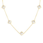 Lorram 18K Gold Plated Cloves Stainless Steel Necklace with White Pearls.