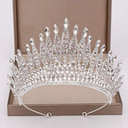 KODENG Trendy Silver Color Rhinestone Crystal Queen Big Crown Bridal Wedding Tiara Women Beauty pageant Bridal Hair Accessories Jewelry