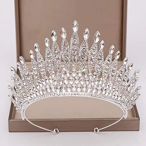 KODENG Trendy Silver Color Rhinestone Crystal Queen Big Crown Bridal Wedding Tiara Women Beauty pageant Bridal Hair Accessories Jewelry