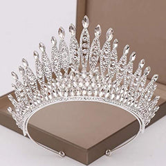 KODENG Trendy Silver Color Rhinestone Crystal Queen Big Crown Bridal Wedding Tiara Women Beauty pageant Bridal Hair Accessories Jewelry