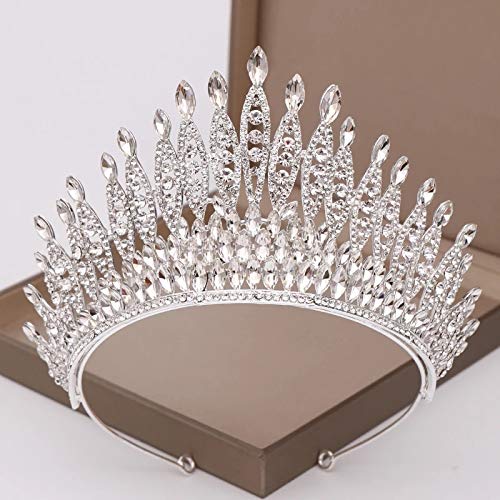 KODENG Trendy Silver Color Rhinestone Crystal Queen Big Crown Bridal Wedding Tiara Women Beauty pageant Bridal Hair Accessories Jewelry