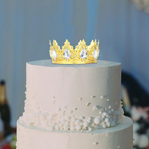 Jaciya Gold Crown Cake Topper Gold Tiara Cake Toppers for Wedding Birthday Party Decorations
