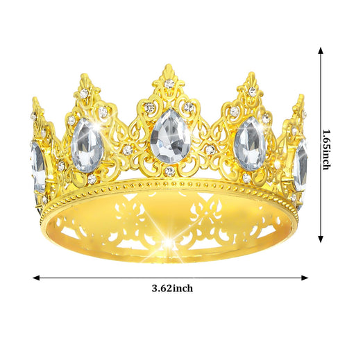 Jaciya Gold Crown Cake Topper Gold Tiara Cake Toppers for Wedding Birthday Party Decorations