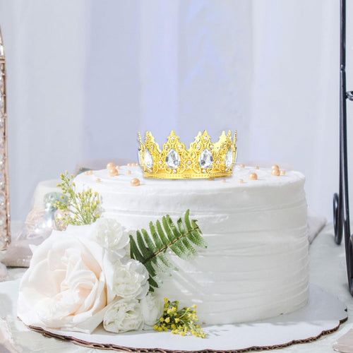 Jaciya Gold Crown Cake Topper Gold Tiara Cake Toppers for Wedding Birthday Party Decorations