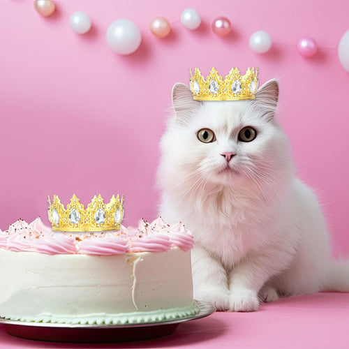 Jaciya Gold Crown Cake Topper Gold Tiara Cake Toppers for Wedding Birthday Party Decorations