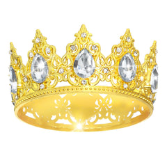 Jaciya Gold Crown Cake Topper Gold Tiara Cake Toppers for Wedding Birthday Party Decorations