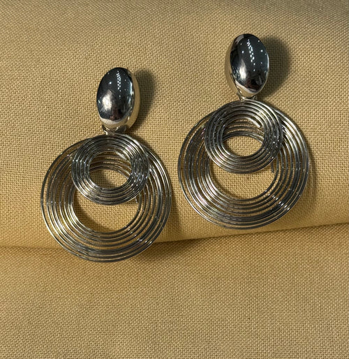 Double silver loop Earrings