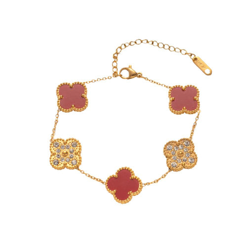 Mix Red Lucky Leaf Gold Bracelet