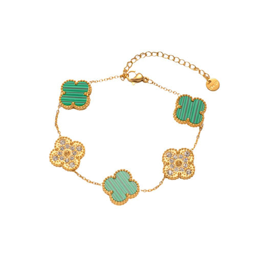 Mix Green Lucky Leaf Gold Bracelet