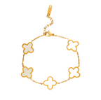 White Lucky Leaf Gold Bracelet