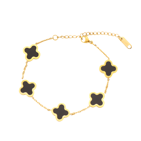 Black Lucky Leaf Gold Bracelet