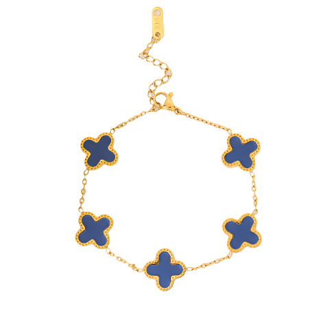 Blue Lucky Leaf Gold Bracelet