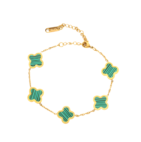 Green Lucky Leaf Gold Bracelet