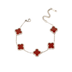 Red Lucky Leaf Silver Bracelet