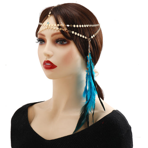 Light Blue Feather Headchain