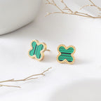 Plain Green Lucky Leaf Gold Earrings