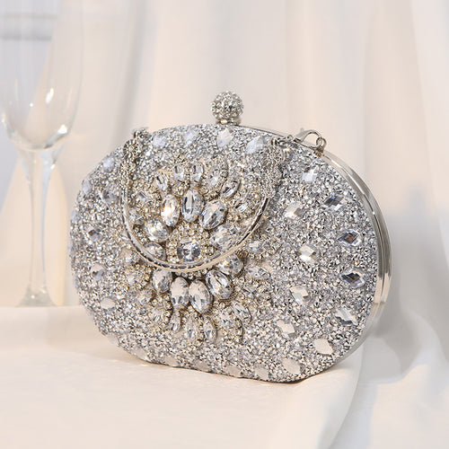 Diamond Flower Clutch Bag