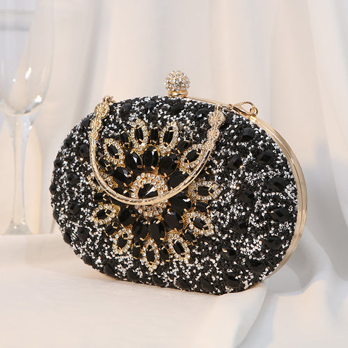 Diamond Flower Clutch Bag