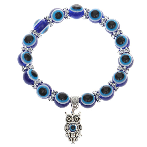 Evil Eye Owl Charm Bracelet