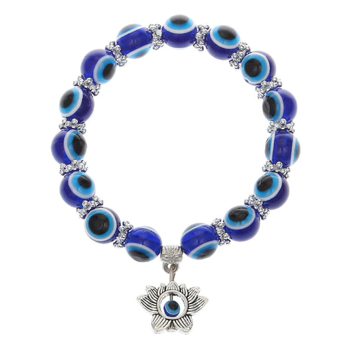 Evil Eye Flower Charm Bracelet