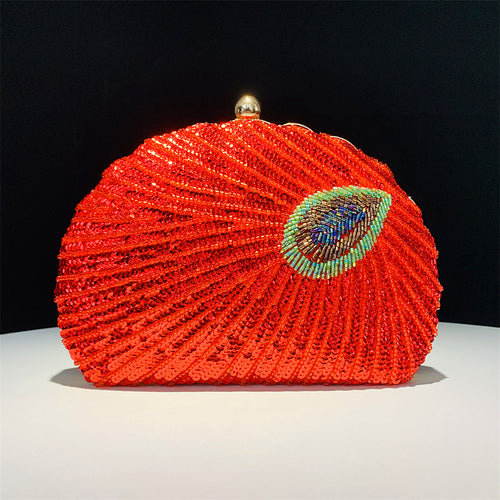 Shimmering Leaf Clutch Bag