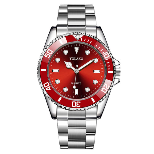 Red Dial Steel Watch