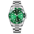 Green Dial Steel Watch