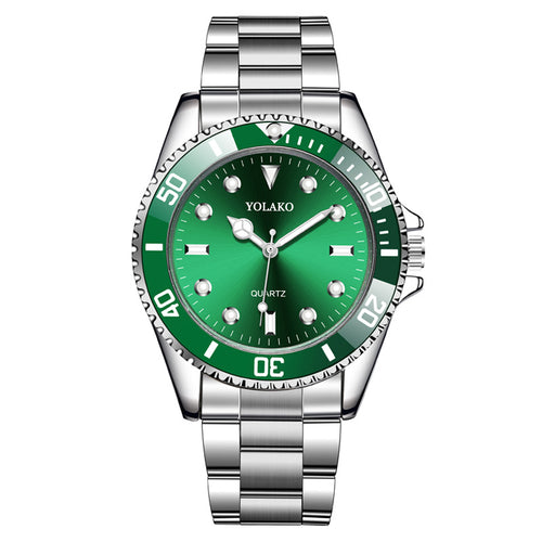 Green Dial Steel Watch