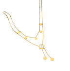 Multi Gold White Lucky Leaf Long Necklace